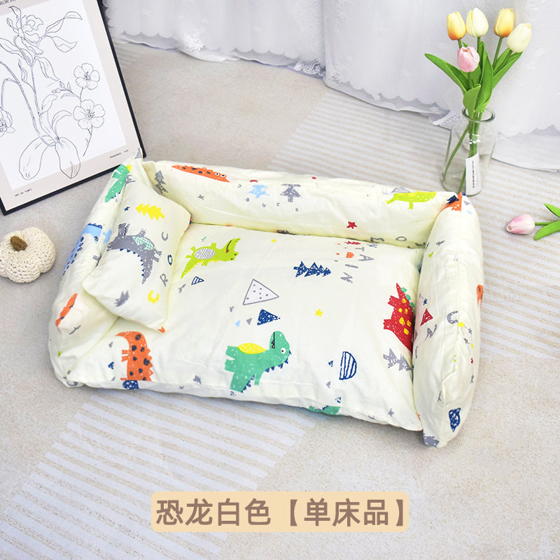 ✅Dog House Dog Bed Solid Wood Pet Bed Internet Celebrity Large Four Seasons Universal Large and Small Dogs Removable and Washable Off the Ground Teddy Cat