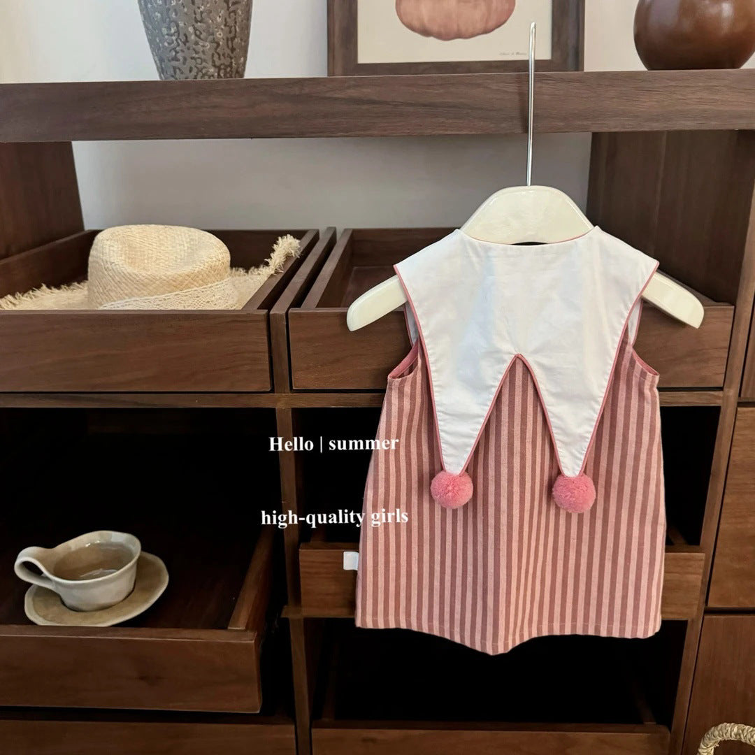 Little Salted Lemon baby Summer New Dress2025Girls' Embroidered Flower Bud Dress Stylish Baby Girl Tank Dress Trendy