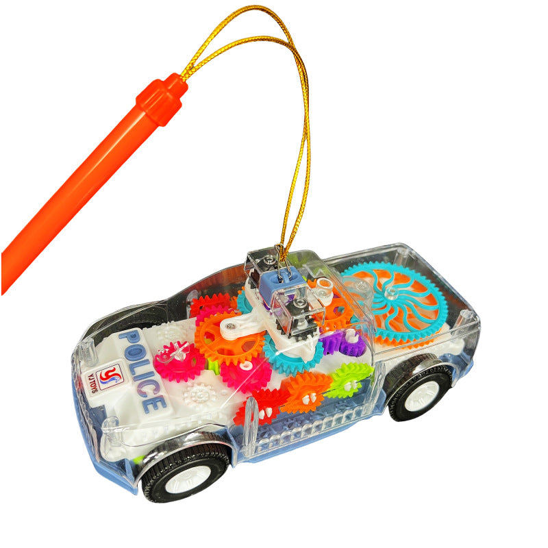 Mid-Autumn Festival Gift for Babies: Handheld Music Toy Car Lantern, Children's Electric Transparent Gear Flashing Police Car Lantern