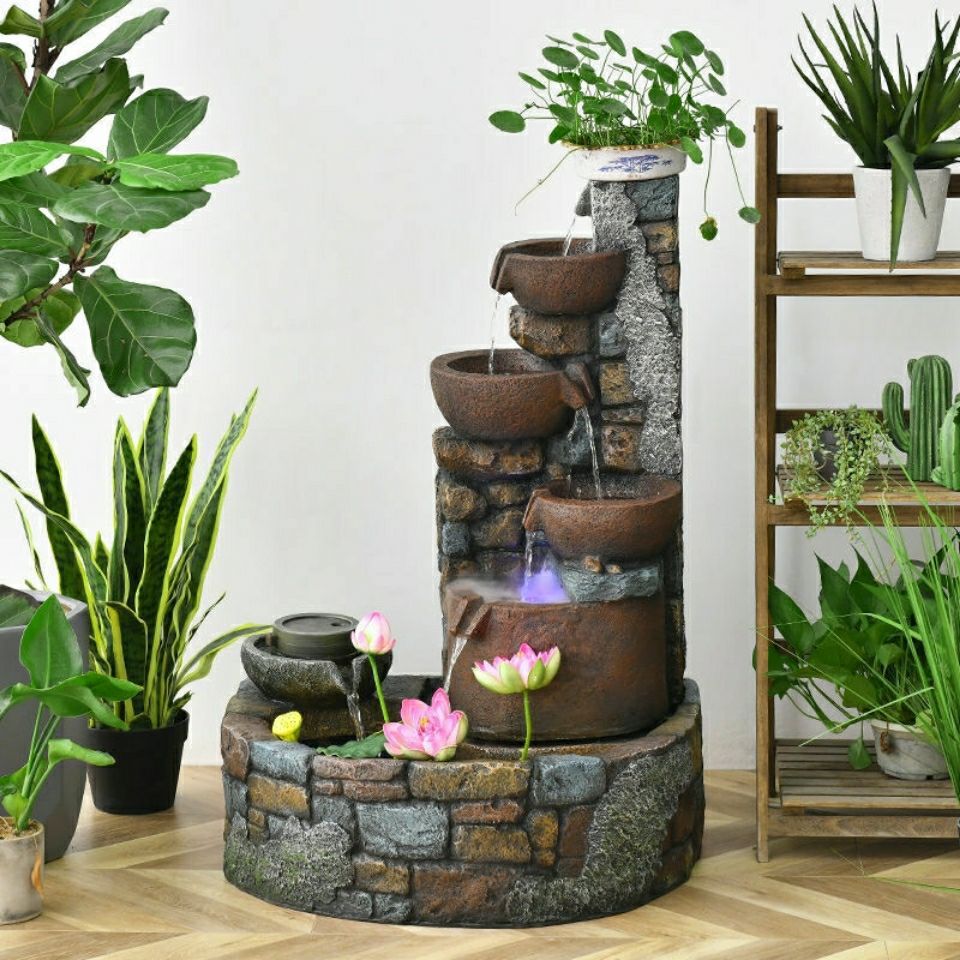 Pastoral External Circulation Water Pool Fountain Fish Tank Ornament for Home Living Room Courtyard Entrance Opening Decoration Zhao Zhi Zheng