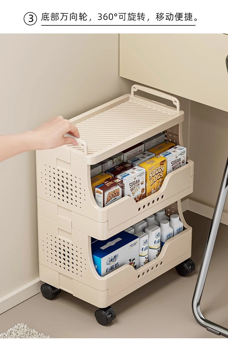 Thickened Floor-standing Small Cart Snack Storage Rack Multi-layer Organizer Living Room Bedroom Large Capacity Storage Organizer Mobile