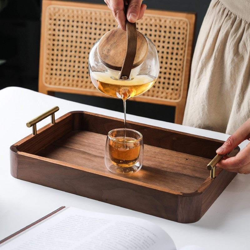 Black Walnut Tea Cup Tray Wooden Tray Household Wooden Tea Cup Tray Wooden Cutlery Plate Bread Plate Hotel