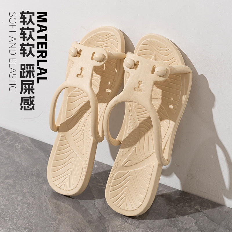 Foldable Travel Slippers for Women, Hotel Business Trip, Home Bathroom, Couple's One-Word Slippers, Portable Travel Slippers for Men