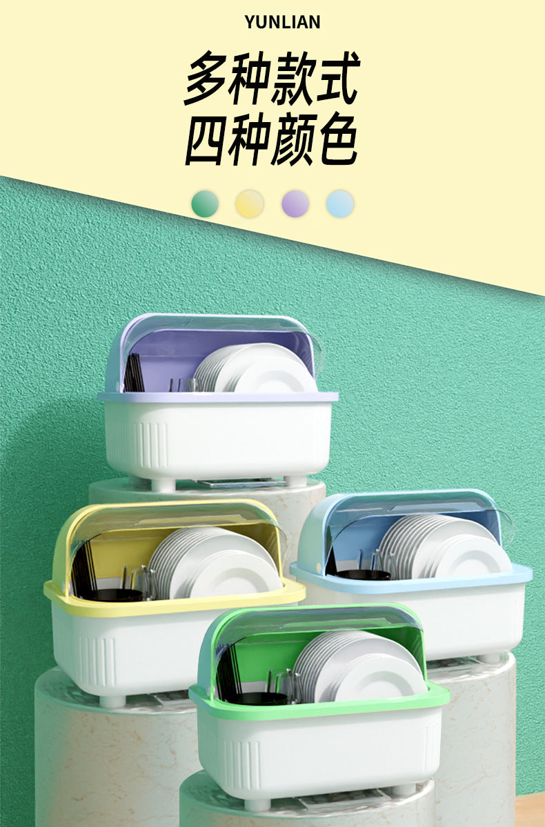 Kitchen Bowl Dish Rack Draining Bowl Rack Bowl and Chopstick Storage Box with Lid Bowl Cabinet One Piece Dropshipping