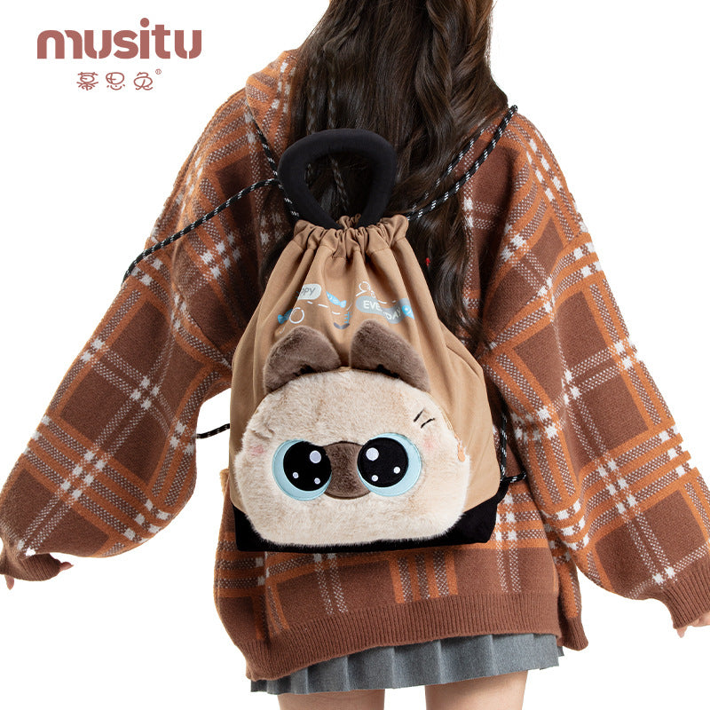 Mousse Rabbit Cartoon Backpack Drawstring Lightweight Plush Backpack Girly Heart Ugly Cute School Bag Cross-Border Foreign Trade Cloth Bag http://detail.1688.com/offer/964264265508.html