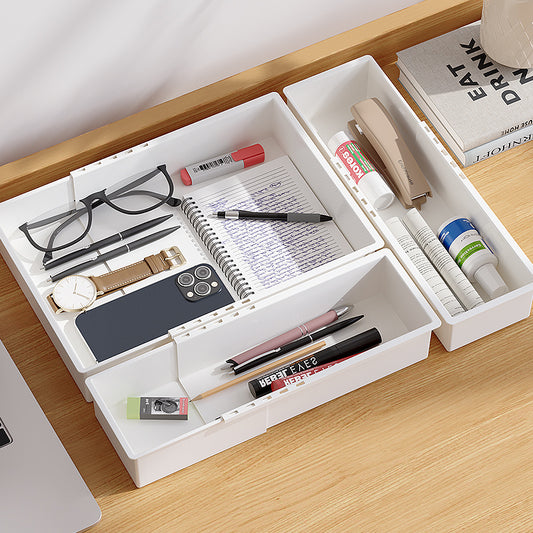 Retractable Storage Box Separated Drawer Rectangular Built-in Kitchen Tableware Desktop Cosmetics Compartment Storage Board