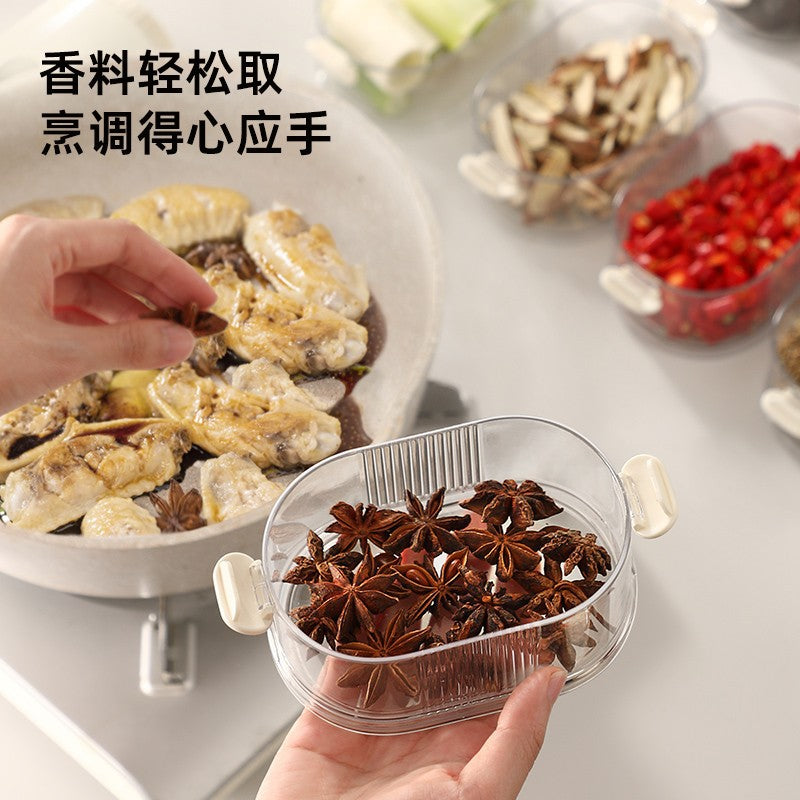 Spice Storage Box Food Grade Compartment Box Household Kitchen Sichuan Pepper Aniseed Seasoning Storage Box Seasoning Sealed Jar