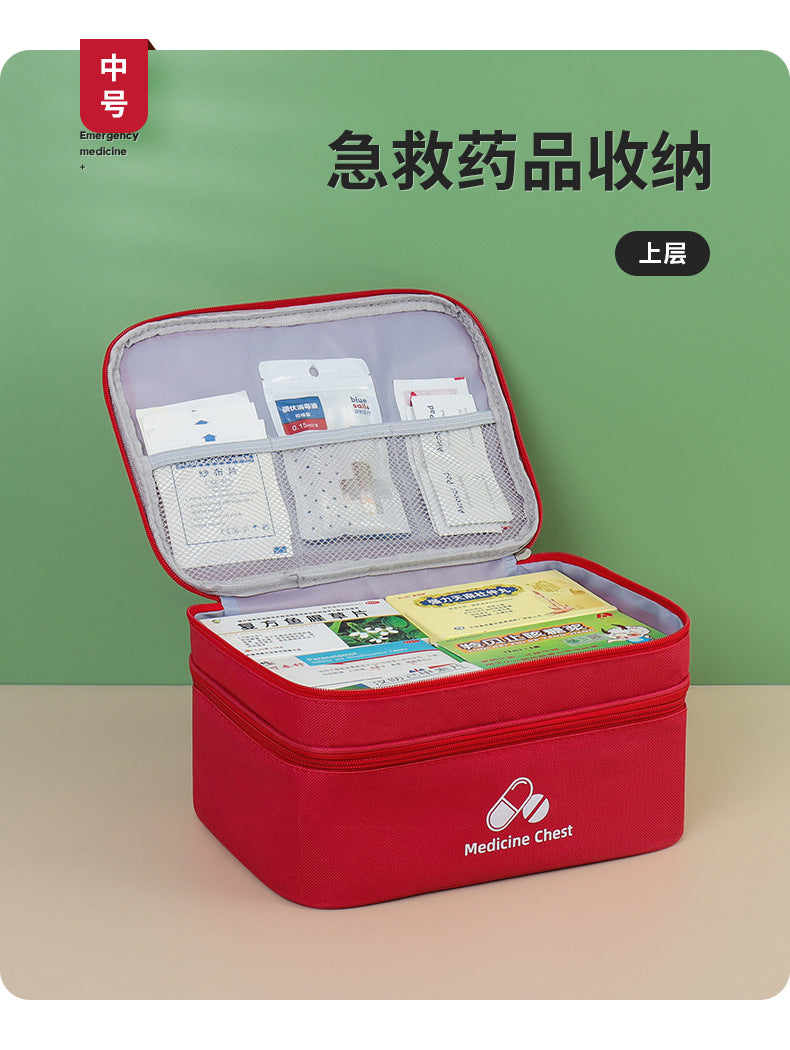 Outdoor First Aid Kit Large Capacity Household Medicine Box Double Layer Classification Storage Medicine Organizer Travel Portable Medicine Bag