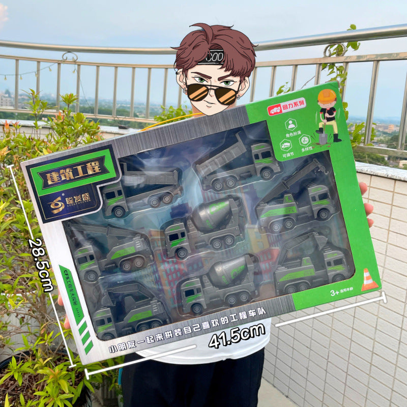 Durable Children's Toy Car Pull-Back Car Simulation Excavator Engineering Vehicle Fire Truck Airplane Model Boy's Gift