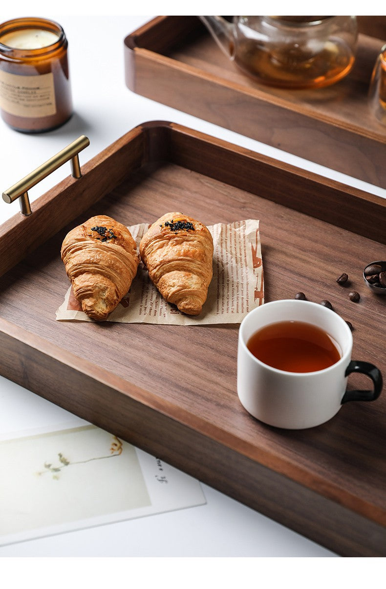 Black Walnut Tea Cup Tray Wooden Tray Household Wooden Tea Cup Tray Wooden Cutlery Plate Bread Plate Hotel