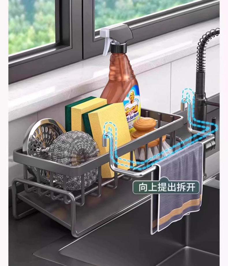 Kitchen Dish Rack Pool Detergent Sponge and Cloth Storage Rack Fabulous Draining Gadget Steel Wire Ball Sink Storage Rack