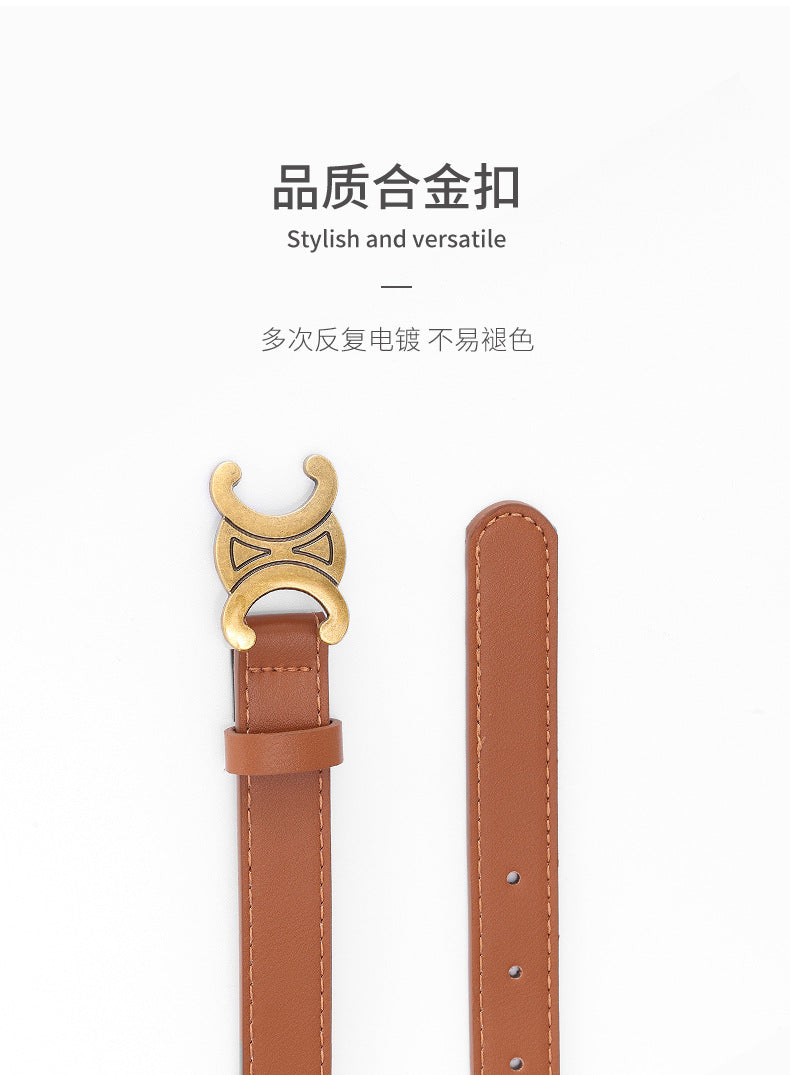Women's English Letter Smooth Buckle Belt Versatile Jeans Decoration Fashion Trendy Internet Celebrity Fashion Waist Belt