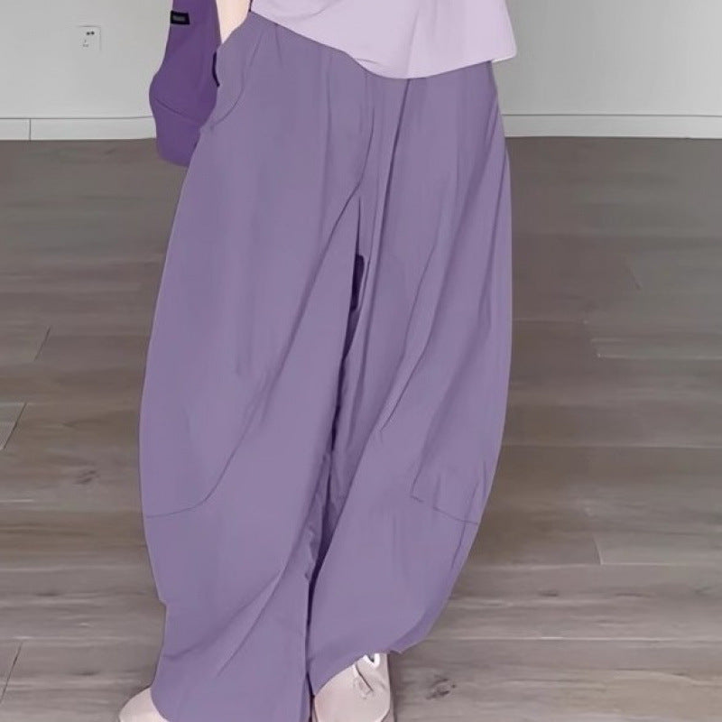 Summer Dopamine Full Set Shirt Wide-Leg Pants Two-Piece Set Lazy Style Fashion Casual Thin Suit for Petite Women