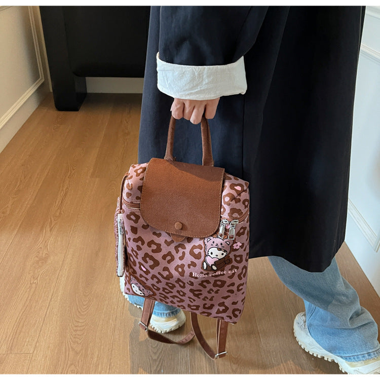 Korean Style Cute College Style Cartoon Handheld Bucket Bag for Women2025New leopard print backpack for class and commuting http://detail.1688.com/offer/960620063545.html