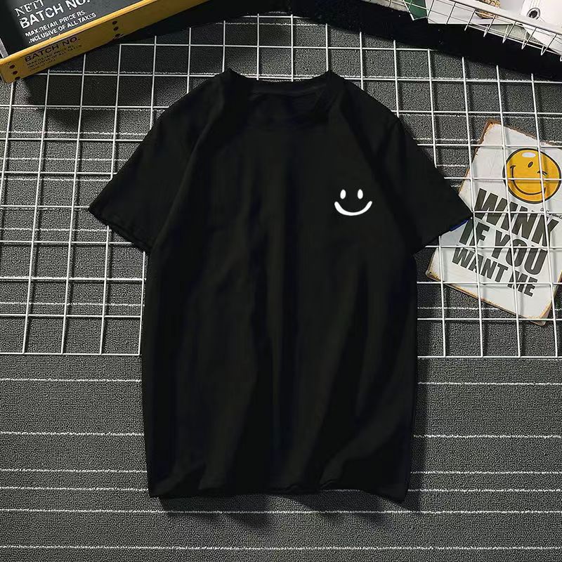 Ice Silk Cool Short Sleeve Men's Loose Student Black and White Half Sleeve T-Shirt Summer Trendy Round Neck T Shirt All-Match Bottoming Shirt