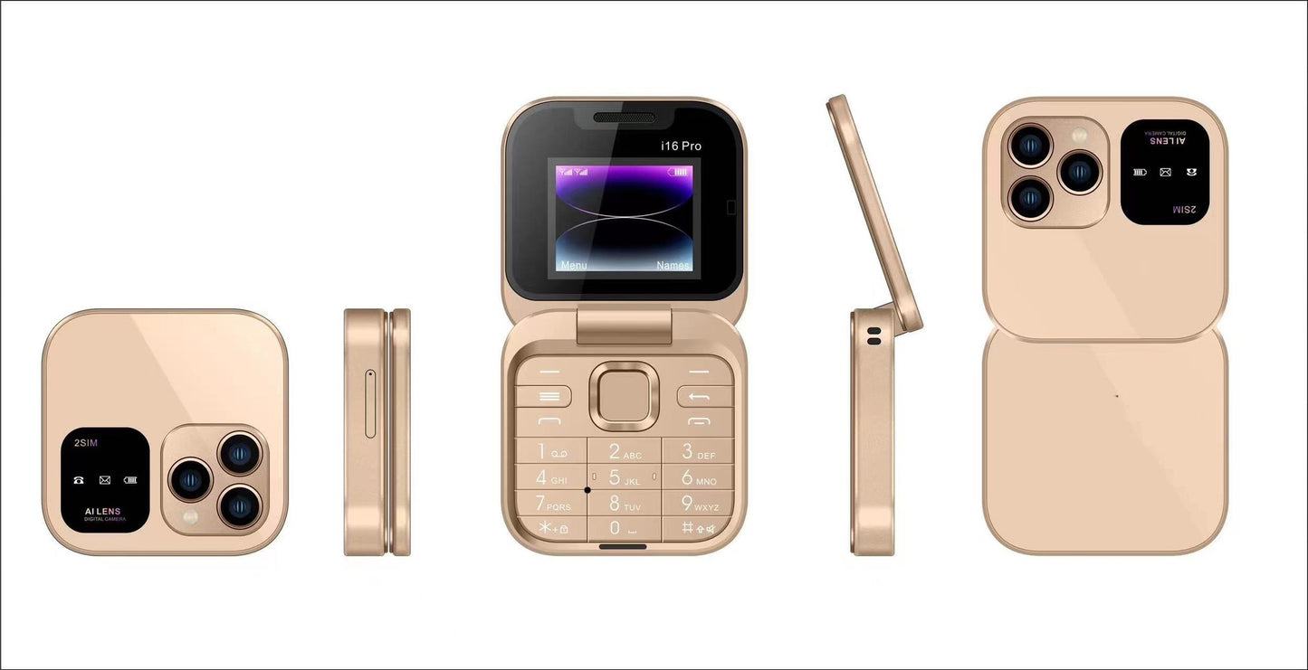 Mini Flip Phone Cross-Border i16 pro Flip Phone Dual SIM2G Button Mini Export Mobile Phone Wholesale