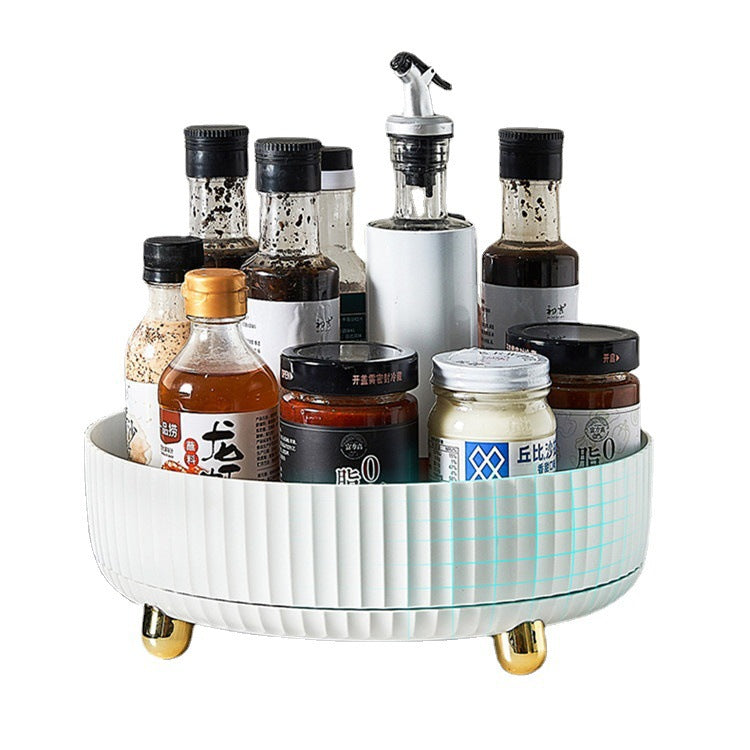 Cross-Border Rotating Spice Rack Multi-Functional Kitchen Desktop Storage Round Fruit Tray Cosmetic Storage Box