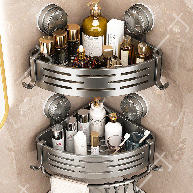 Suction Cup Triangle Basket Storage Rack Bathroom Toilet Wall-Mounted Organizer Rack Washroom Sink Corner No-Drill Organizer