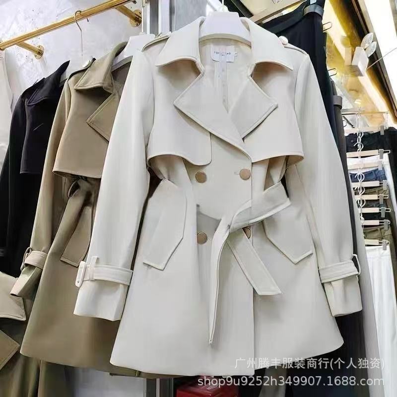 Women's Korean Style Trench Coat2024New Spring and Autumn British Style Mid-Length Petite Trendy Khaki Coat