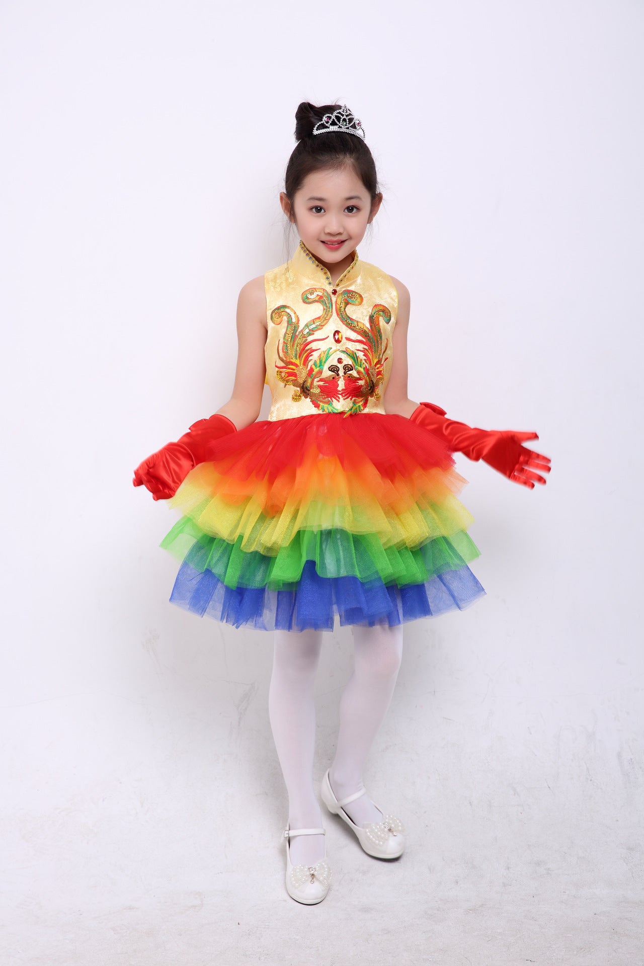 Children's Performance Costumes for Boys and Girls Chinese Style Primary and Secondary School Students Chorus Costumes Princess Dress Puffy Skirt Long Pants Performance Costumes
