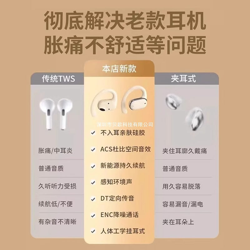 2025New bone conduction Bluetooth earphones wireless over-ear non-in-ear2024Official Genuine Brand Ultra-Long Battery Life
