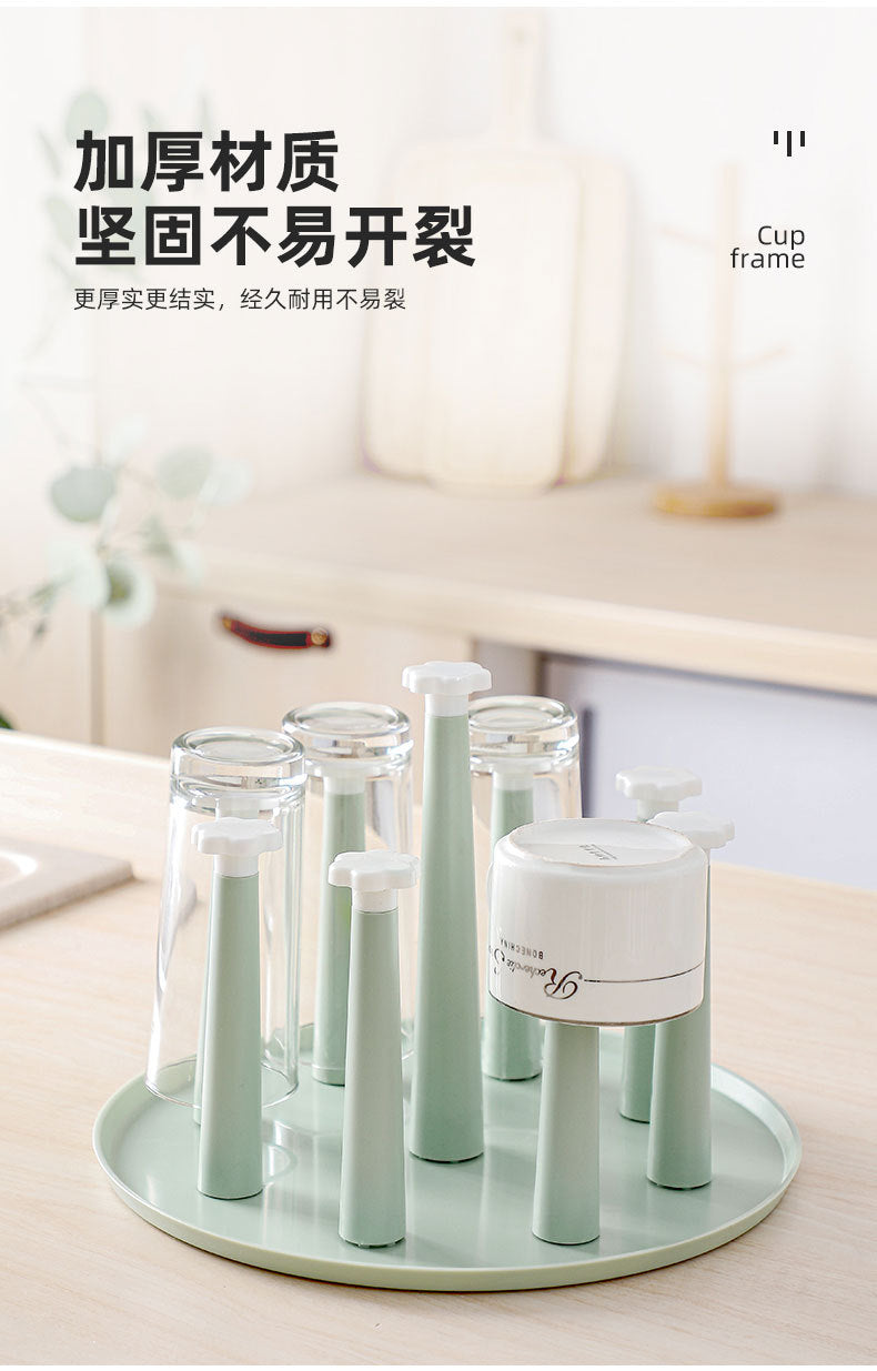 Home Cup Holder Tea Set Wooden Inverted Draining Cup Rack Dustproof Tea Cup Glass Cup Creative Storage Organizer