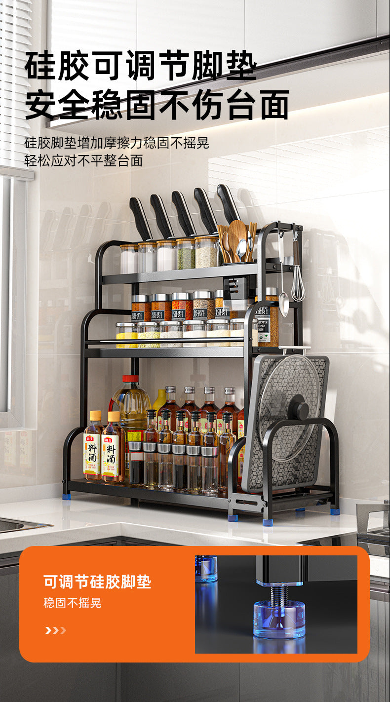 Kitchen Storage Rack Floor-standing Seasoning Rack Countertop Knife Rack Organizer Storage Rack Kitchen Supplies Storage Rack
