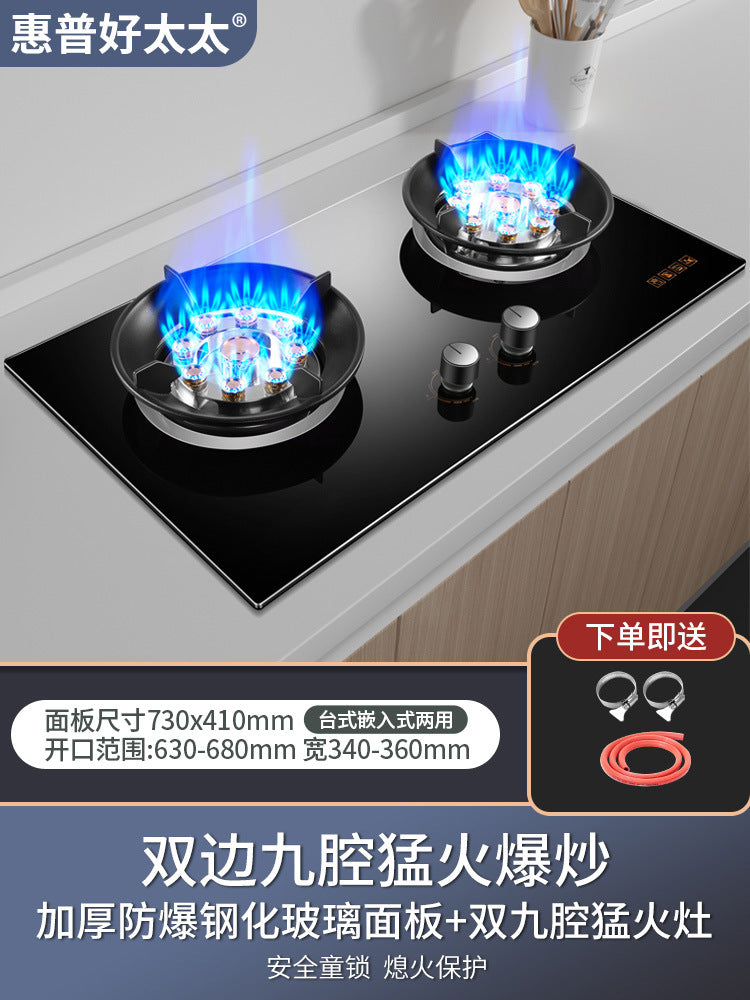 Wholesale High Power Nine-Burner Intense Flame Gas Stove Household Dual Burner Built-in Dual-use Gas Stove Natural Gas Dual Burner