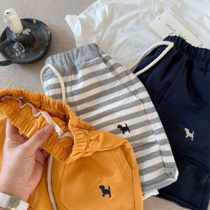Little Bear Children's Shorts 25 Summer Boys and Girls Japanese Style Cartoon Striped Casual Pants Baby Toddler Fashionable Five-Point Shorts