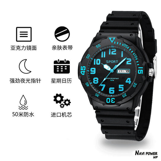 Luminous Anti-fall Children's Watch Sports Junior High School Student Trendy casual Teenage Boy Waterproof Elementary School Student