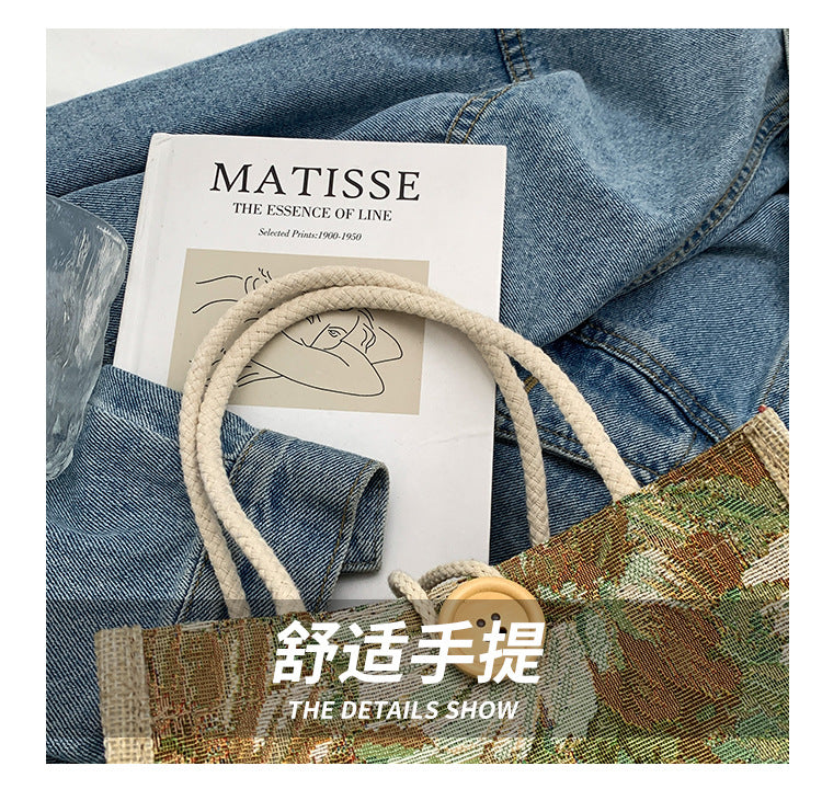 Student Korean Style Handbag Women Fashion Linen Lunch Bag New Japanese Style ins Canvas Tote Lunch Box Bag