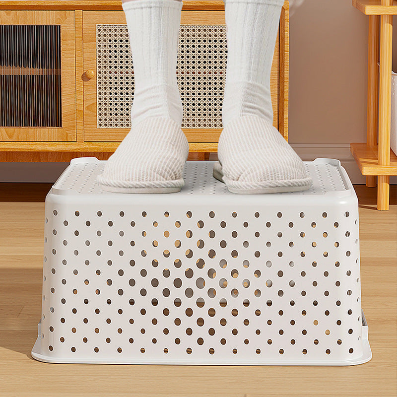 Japanese Style Kitchen Plastic Storage Basket Household Hollow Out Organizer Storage Box Handheld Bathroom Desktop Cosmetic Storage Basket
