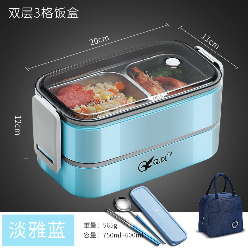 304Stainless Steel Sealed Insulated Lunch Box for Students and Office Workers, Microwave Safe, Double-Layer Lunch Container