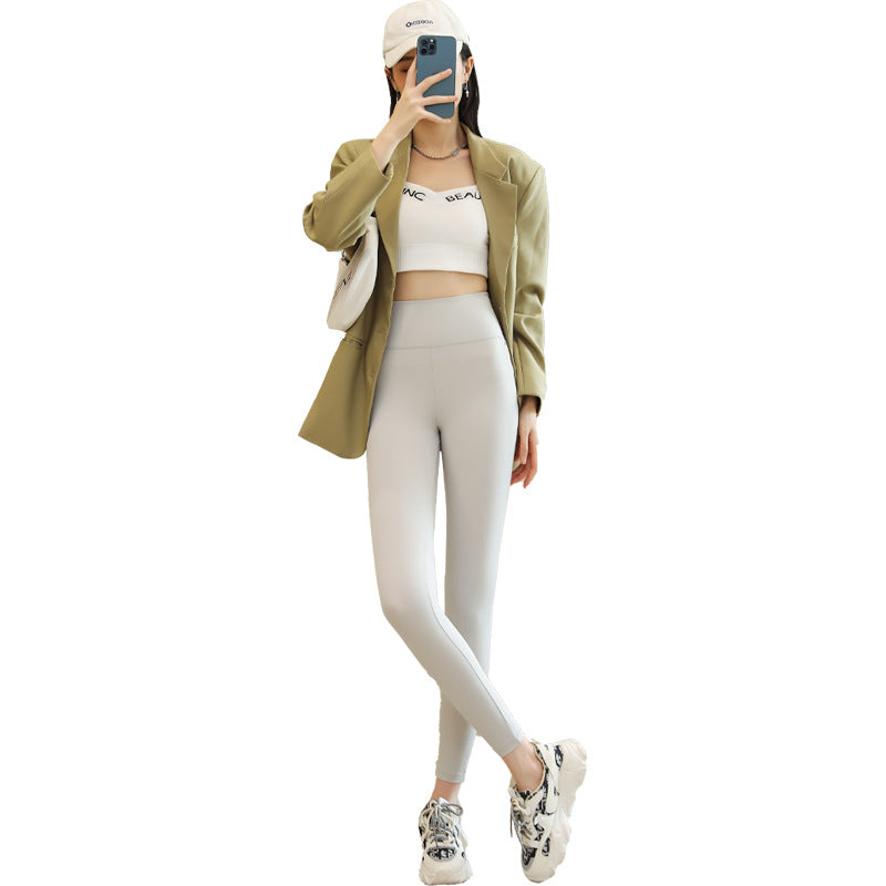 Brown Shark Pants for Women, Suitable for Spring, Autumn, and Summer, Thin Tight-Fitting Slimming Leggings, Tummy Control, Hip Lift, Yoga Barbie Pants