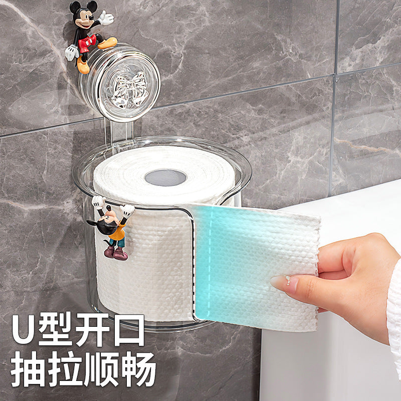 Suction Cup Tissue Box Bathroom Toilet Paper Box Wall-Mounted Punch-Free Bathroom Roll Stand Toilet Paper Storage Box