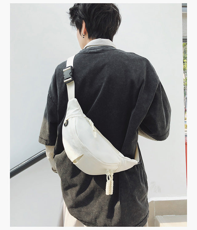 2025Summer New Simple Versatile Large Capacity Canvas Underarm Bag for Outings and Commutes, Niche Design Solid Color Chest Bag