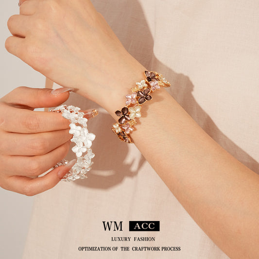 Irregular Geometric Oil Drop Flower Elastic Bracelet European and American Cross-Border Personality Design Bracelet Niche High-End Feel Jewelry