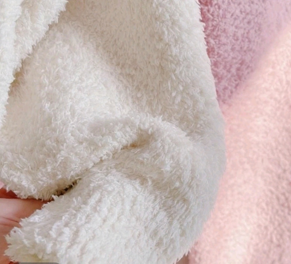Winter New Heart Half-Fleece Pajamas for Women Loose Fit Fleece-Lined Warm Sweet Cute Style Homewear Two-Piece Set