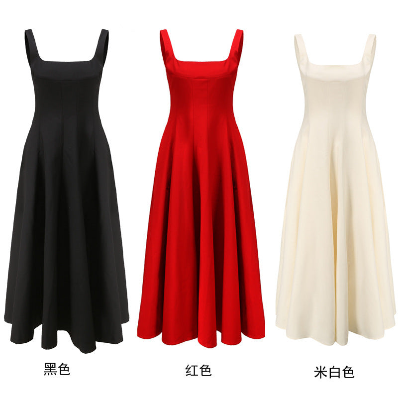 French Style Light Wedding Dress Solid Color Satin Simple Petite Host Adult Ceremony Party Banquet Evening Dress Suitable for Daily Wear