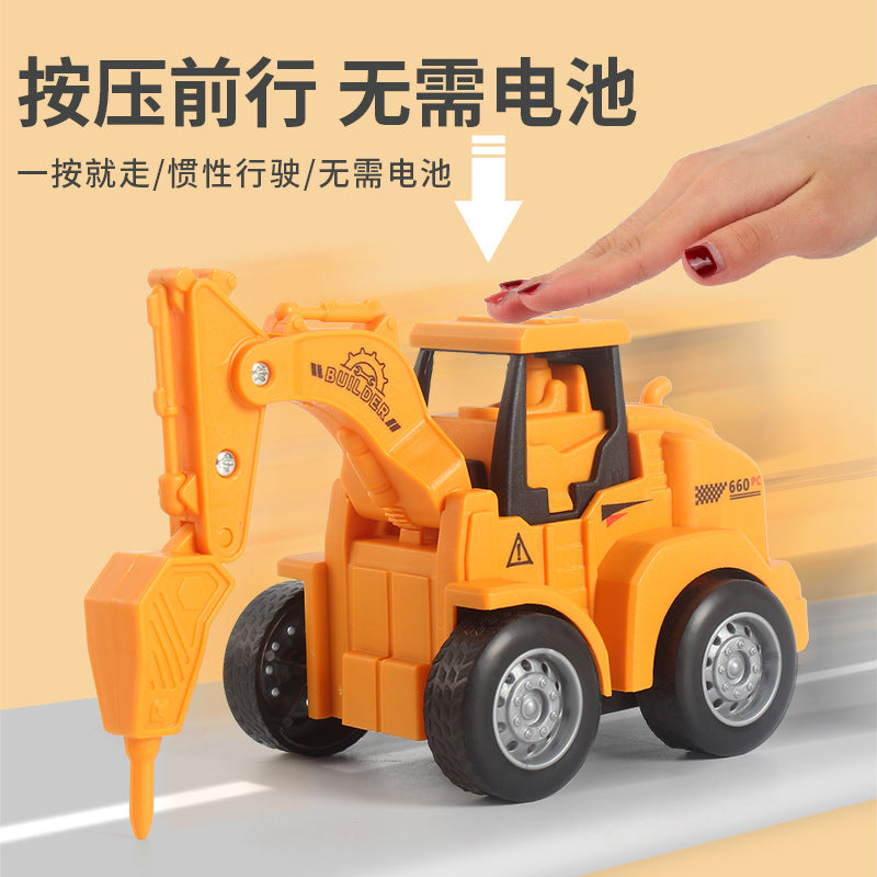 Hot-Selling Children's Push and Slide Construction Vehicles Excavator Bulldozer Fun Simulation Toy Vehicles Factory Direct Sale