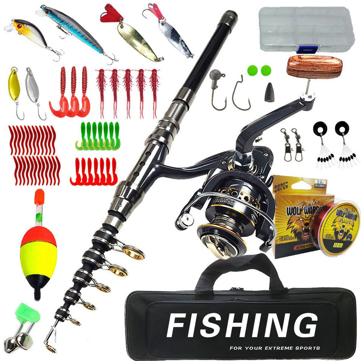 ZURYP Fishing Gear Set Long Casting Lure Sea Fishing Rod Full Set Soft Bait Hooks Fishing Line Cross-Border Exclusive