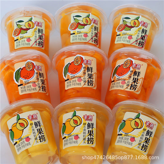 Fengdao Fresh Fruit Mix Orange Yellow Peach Assorted Coconut Jelly Canned Internet Celebrity Fruit Cup Binge-Watching Snack Wholesale