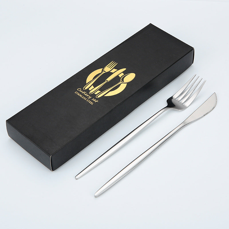 Portuguese Cutlery Stainless Steel Knife and Fork Two-Piece Set Western Steak Knife Fork Spoon Cutlery Gift Box Set Customizable LO