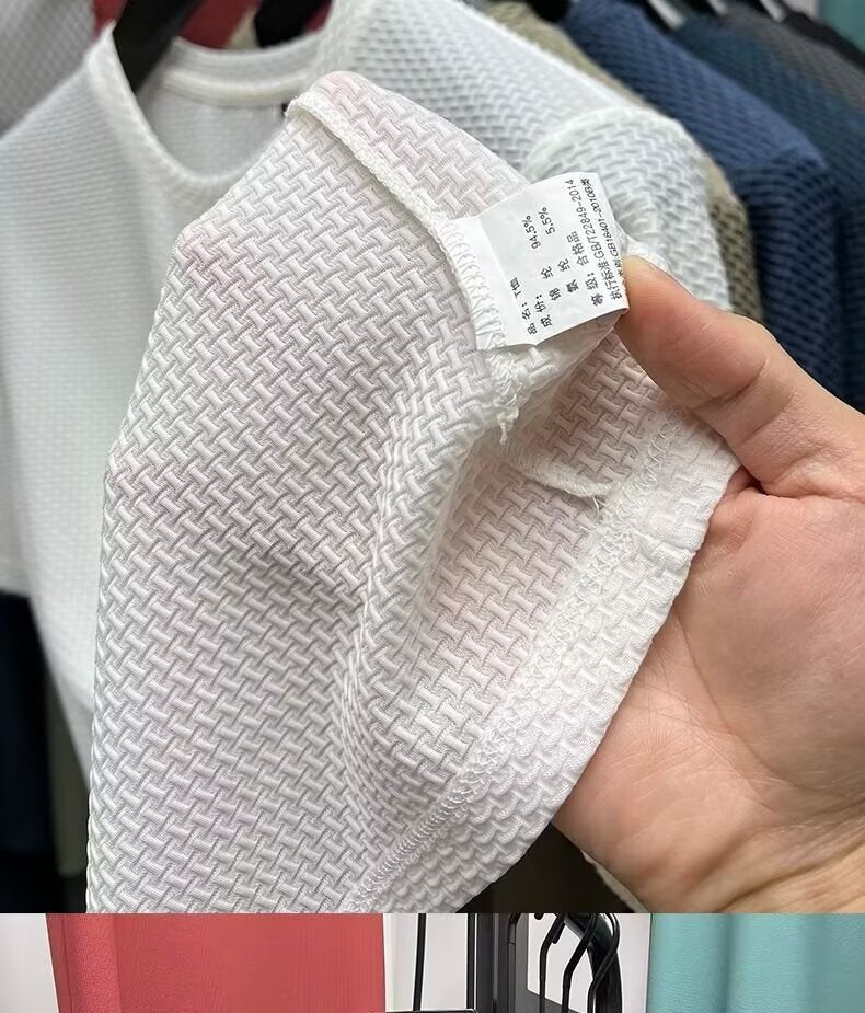 Summer New Stretch Bamboo Mesh Ice Silk t Men's Short Sleeve Round Neck Half Sleeve Base Shirt Summer Men T T shirt