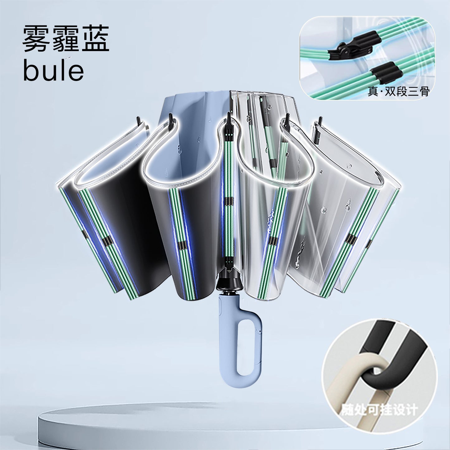 72Fully Automatic Ring Buckle Umbrella Portable Large Custom Wholesale Men's Hook Folding Dual-use for Sun and Rain Women's Special