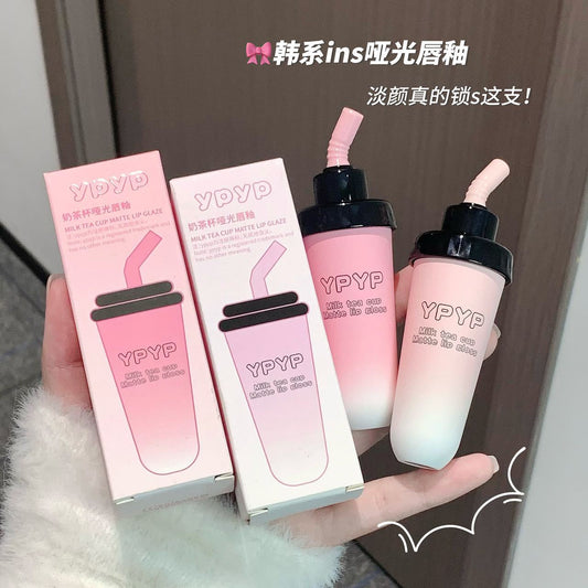 YPYP Milk Tea Cup Lip Mud Velvet Matte Matte Whitening Non-stick Cup Lipstick Lip Glaze Student Party Affordable Makeup Women