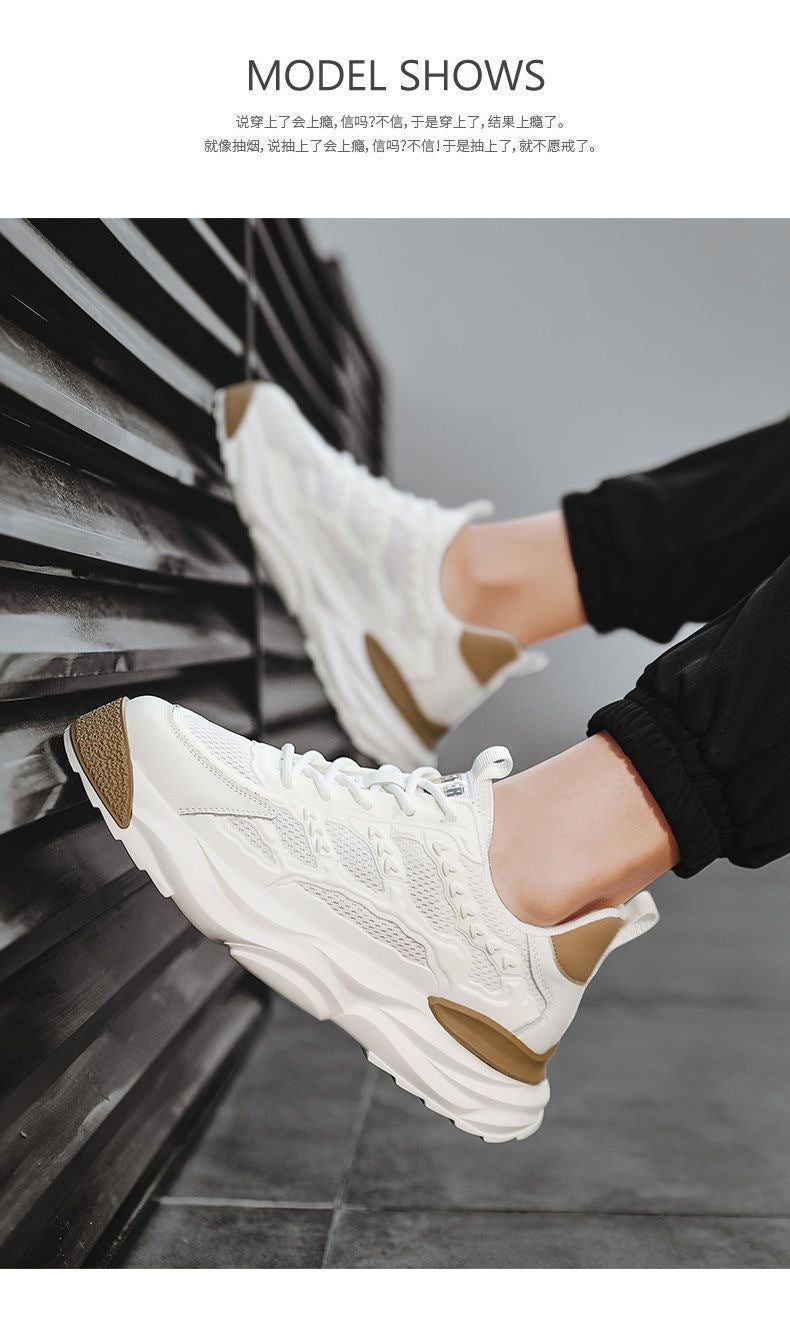 New Fashion Versatile Dad Sneakers2024Summer Trend Thick-Soled Height-Increasing Men's Shoes Mesh Breathable Casual Sneakers