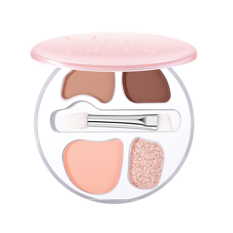 Liangni Shi Four-Color Eyeshadow Palette for Brightening, Pearlescent Glitter, Contouring, and Eyeliner Rouge2437