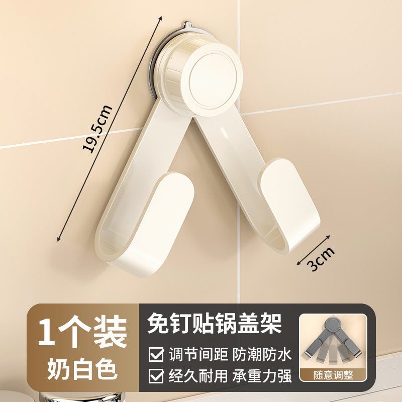 Suction Cup Wall-Mounted Pot Lid Holder Wall No-Drill Cutting Board Rack Storage Kitchen Organizer Pot Lid Organizer