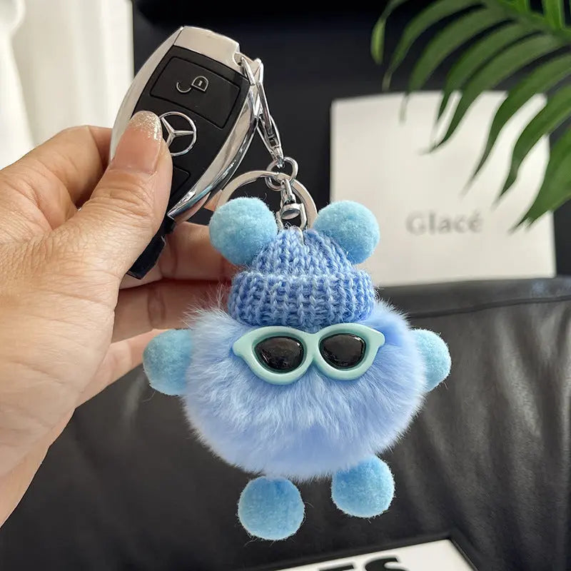 Rex Rabbit Fur Small Coal Ball Keychain Small Pendant Big Eyed Cartoon Plush Backpack Pendant High-end Small Gift http://detail.1688.com/offer/969101839202.html